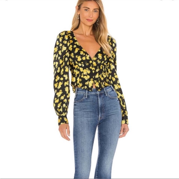 For Love and Lemons Elisa Floral Print Top Blouse - Picture 7 of 15